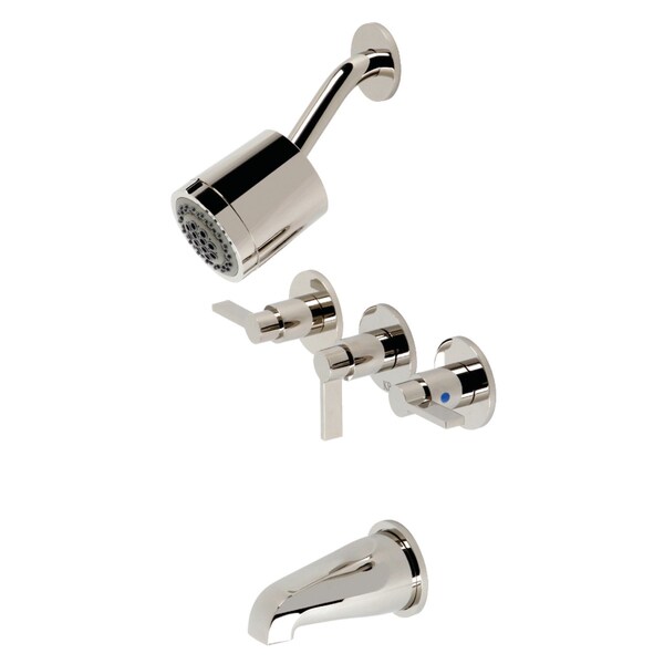 Tub and Shower Faucet, Polished Nickel, Wall Mount
